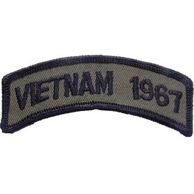 Eagle Emblems PM0828 Patch-Vietnam,Tab,1967 (SUBDUED), (3-1/2"x1")