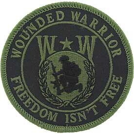 Eagle Emblems PM0854 Patch-Wounded Warrior, Od (Subdued) (3-1/2")