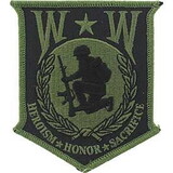 Eagle Emblems PM0857 Patch-Wounded Warrior,Od (SUBDUED), (3-1/2