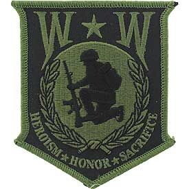 Eagle Emblems PM0857 Patch-Wounded Warrior, Od (Subdued) (3-1/2")
