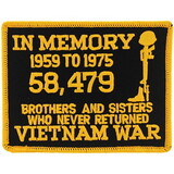 Eagle Emblems PM1344 Patch-Vietnam, In Memory (Ylw/Blk) (3-1/4