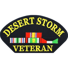 Eagle Emblems PM1348 Patch-Dest.Storm,Hat,Veteran (KUWAIT), (5-1/4"x3")