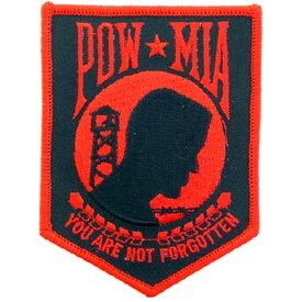 Eagle Emblems PM1396 Patch-Pow*Mia (RED/BLK), (4-1/4")