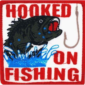 Eagle Emblems PM3007 Patch-Fish,Hooked On (3")