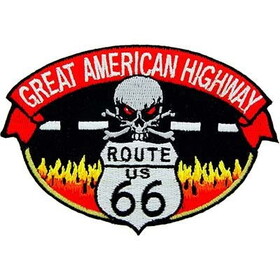 Eagle Emblems PM3184 Patch-Route 66,Skull (3-1/2")