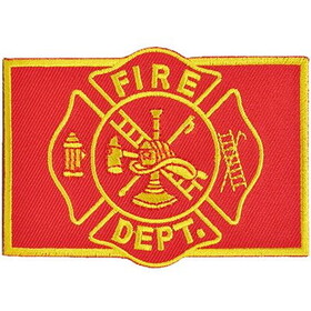 Eagle Emblems PM3838 Patch-Fire Dept,Logo,Rect. (RED/GOLD), (3-1/2"x2-1/2")