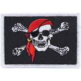 Eagle Emblems PM3868 Patch-Pirate Flag, Red Scf (2-1/2
