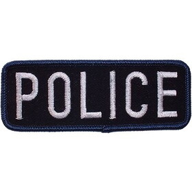 Eagle Emblems PM4057 Patch-Police Tab (WHT/BLK), (4-1/2")