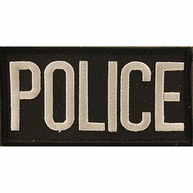 Eagle Emblems PM4115 Patch-Police Tab (SLV/BLK), (4"x2")