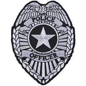 Eagle Emblems PM4117 Patch-Police Shield (SLV/BLK), (3-5/8")