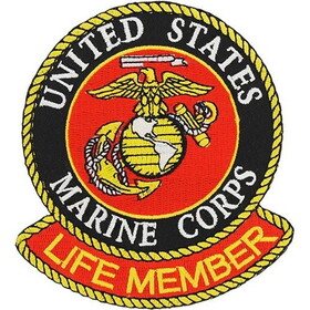 Eagle Emblems PM7144 Patch-Usmc Logo,Life Member (LRG), (4-1/8")