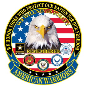 Eagle Emblems PM9004 Patch-American Warriors (Xlg) (12-1/2")