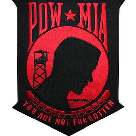Eagle Emblems PM9090 Patch-Pow*Mia (RED/BLK), (12")