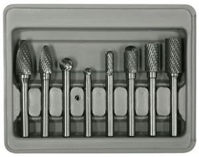 Astro Pneumatic Tool AO2181 8pc. Double Cut Carbide Rotary Burr Set in Blow Molded Case