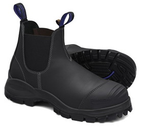 Blundstones 990-075 Black Size 8.5 Elastic Side Slip On Steel Toe Boots with TPU Bump Cap