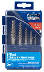 Century Drill & Tool 73415 5 Piece Spiral Flute Screw&nbsp;Extractor Set