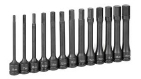 Grey Pneumatic GY1363MH 1/2" Drive 13 Piece 6" Length Metric Hex Set 6-8 10-19mm
