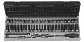 Grey Pneumatic GY89253CRD 1/4" Drive 12 Point 53 Piece Fract. & Metric Duo Socket Set