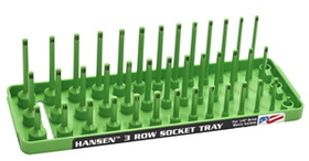 Hansen 14043 XGreen 1/4" Dr. Metric 3 Row Multi Length Socket Holder