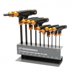 GearWrench 83523 10 Piece SAE T-Handle Ball End Hex Key Set