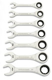 Gearwrench KD86858 7 Piece 90T SAE Stubby Combo Ratcheting Wrench Set