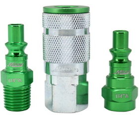 Milton S-303AKIT 3 Piece A-Style 1/4" NPT Green ColorFit Coupler & Plug Kit
