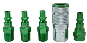 Milton S-305AKIT 5 Piece A-Style 1/4" NPT Green ColorFit Coupler & Plug Kit