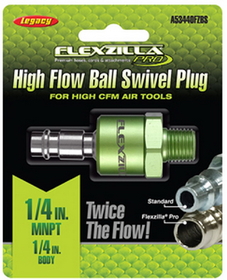 Legacy MTA53440FZBS High Flow Ball Swivel Plug 1/4" Body 1/4" Mnpt Flexzilla