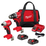 Milwaukee Electric Tool 3692-22CT M18 Compact Brushless Drill and Hex Driver Combo Kit