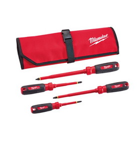 Milwaukee 48-22-2204 4 PC 1000V Insulated Screwdriver Set w/ Roll Pouch