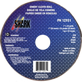 Shark 12931 1" x 25 Yard Aluminum Oxide Emery Cloth Roll 320 Grit