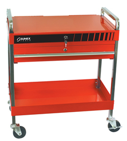 Sunex Tools SU8013A Red Service Cart with Locking Lid and Drawer