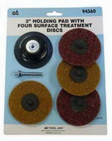 S & G Tool Aid TA94560 3" Holding Pad With Four Surface Treatment Discs