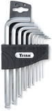 Titan TN12735 9 Piece SAE Ball End Hex Key Set with Detent Bit Holder