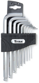 Titan TN12735 9 Piece SAE Ball End Hex Key Set with Detent Bit Holder