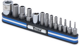 Titan TN16136 Tamper Resistant Metric Hex Bit Set on Magnetic Rail