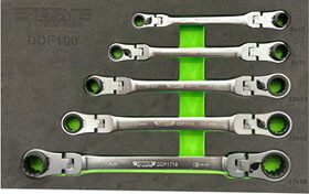 VIM Tools DDF100 Dual Deep Flex Head Ratcheting Wrench Set
