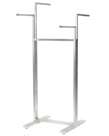 Econoco BA47SC Adjustable 4-way Rack, Base 24"; 46" to 75"H; Arms are 16"L w/ Puck Ends, Satin Chrome, 1" x3" tubing
