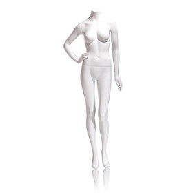 Econoco EVE-1HL Female Mannequin - Headless, Right Hand On Hip, Left Leg Slightly Bent, 63"H - Bust: 34", Waist: 25", Hip: 35", True White