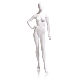 Econoco EVE-2H-OV Female Mannequin - Oval head, Right Hand On Hip, Left Leg Forward, 71"H - Bust: 34", Waist: 25", Hip: 35", True White