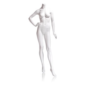 Econoco EVE-2HL Female Mannequin - Headless, Right Hand On Hip, Left Leg Forward, 63"H - Bust: 34", Waist: 25", Hip: 35", True White