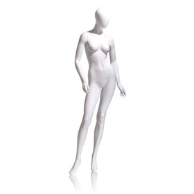 Econoco EVE-3H-OV Female Mannequin - Oval Head, Arms Slightly Bent, Turned at Waist, Right Leg Forward, 71"H - Bust: 34", Waist: 25", Hip: 35", True White