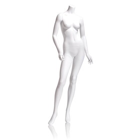Econoco EVE-3HL Female Mannequin - Headless, Arms Slightly Bent, Turned at Waist, Right Leg Forward, 63"H - Bust: 34", Waist: 25", Hip: 35", True White