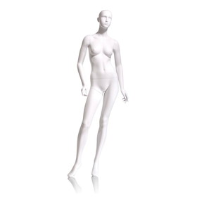 Econoco EVE-3H Female Mannequin - Abstract head, Arms Slightly Bent, Turned at Waist, Right Leg Forward, 71"H - Bust: 34", Waist: 25", Hip: 35", True White