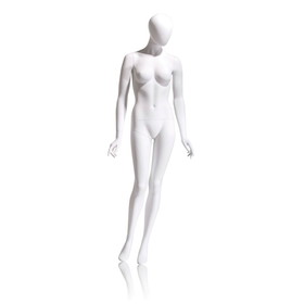 Econoco EVE-5H-OV Female Mannequin - Oval head, Arms by Side, Right Leg Slightly Forward, 71"H - Bust: 34", Waist: 25", Hip: 35", True White