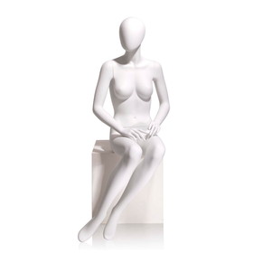 Econoco EVE-6H-OV Female Mannequin - Oval head, Hands on Lap, Seated, 71"H - Bust: 34", Waist: 25", Hip: 35", True White