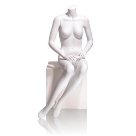 Econoco EVE-6HL Female Mannequin - Headless, Hands on Lap, Seated, 42"H - Bust: 34", Waist: 25", Hip: 35", True White