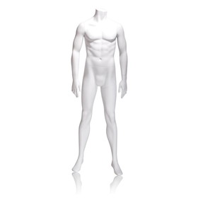 Econoco GEN-1-HL Male Mannequin - Headless, Arms by Side, Legs Slightly Bent, 63"H - Chest: 37", Waist: 30, Hip: 37", True White
