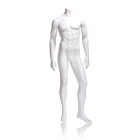 Econoco GEN-2-HL Male Mannequin - Headless, Arms by Side, Left Leg Slightly Forward, 63"H - Chest: 37", Waist: 30, Hip: 37", True White