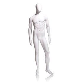 Econoco GEN-2H-OV Male Mannequin - Oval Head, Arms by Side, Left Leg Slightly Forward, 73"H - Chest: 37", Waist: 30", Hip: 37", True White